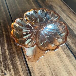Vintage Jeanette Marigold Carnival Glass Clover Dish